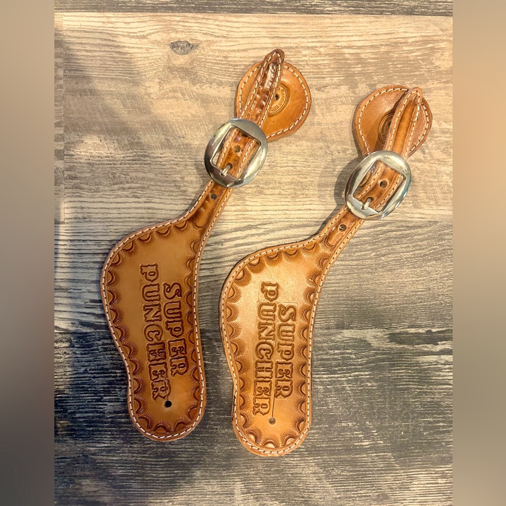 Super punched spur straps cowgirl cowboy handmade leather